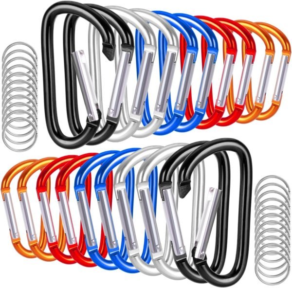 20 Pack 3" Aluminum Carabiner Clip, Large D Ring Carabiners Keychain Clip Spring Snap Hooks, Carabiner for Keys, Dog Leash, Outdoor Camping Hiking Accessories