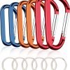 6PCS Black Carabiner Caribeaner Clip,3" Large Aluminum D Ring Shape Carabeaner with 6PCS Keyring Keychain Hook…