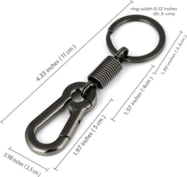 Retro Style Simple Strong Carabiner Shape Keychain Key Chain Ring Keyring Keyfob Key Holder (Black)