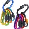 10 Pack Aluminum D Ring Key Rings Hiking Clips Locking Carabiner for Hiking Camping Fishing and Outdoor Use，Clips with Screw Gate Multicolored