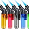 5 Pack Torch Lighter Mini Refillable Butane Lighters Single Jet Flame 45° Rotatable Torch Lighters Windproof Adjustable Butane Gas Lighter for Candle Camping Fireplace Party BBQ Grill(Without Fuel)