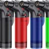 Torch Lighter, Butane Lighter, Windproof Butane Refillable Torch Flame Lighter, Multi Utility Lighter for Candles Fireplaces Campfires BBQ Grill Pilot Lights, 4 Pack (Butane Not Included)