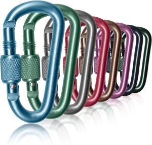 8 Pack Carabiner, 2 inch D-Ring Locking Carabiner Clip, Snap Hook Sport Accessories for Outdoor Camping Hiking