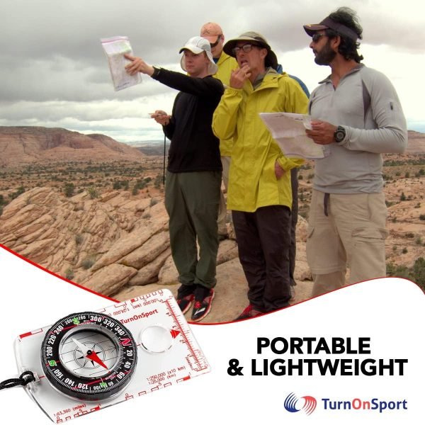 Orienteering Compass Hiking Backpacking Compass | Advanced Scout Compass Camping Navigation - Boy Scout Compass for Kids | Professional Field Compass for Map Reading - Best TurnOnSport Survival Gifts