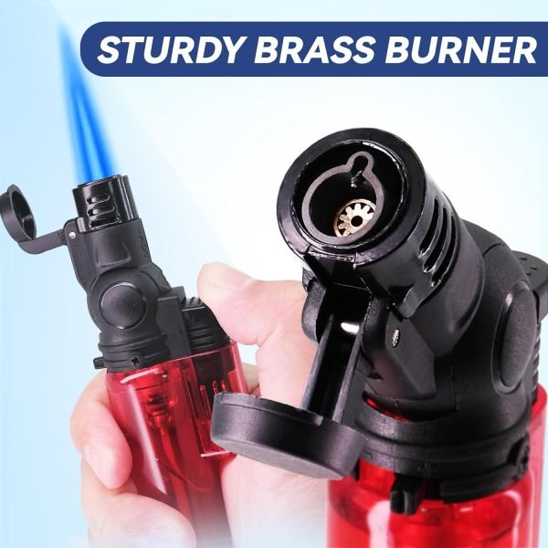 5 Pack Torch Lighter Mini Refillable Butane Lighters Single Jet Flame 45° Rotatable Torch Lighters Windproof Adjustable Butane Gas Lighter for Candle Camping Fireplace Party BBQ Grill(Without Fuel)