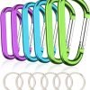 6PCS Black Carabiner Caribeaner Clip,3" Large Aluminum D Ring Shape Carabeaner with 6PCS Keyring Keychain Hook…