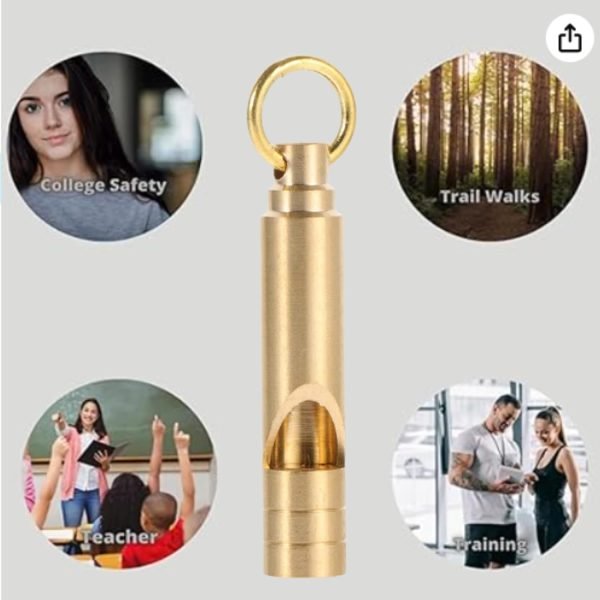 Brass Whistles 4 Pack, Emergency Survival Whistles Loud Safety Whistles for Adults, Self-Defense Whistle for Outdoor Activities, Distress Signal, Emergency Whistle for Hiking, Survival