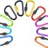 10 Pack Aluminum D Ring Key Rings Hiking Clips Locking Carabiner for Hiking Camping Fishing and Outdoor Use，Clips with Screw Gate Multicolored