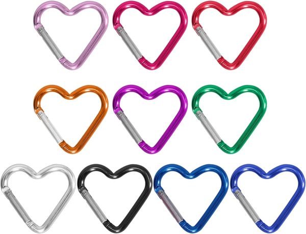 Heart Shaped Carabiner Clip Aluminum Alloy Keychain Clip Spring Snap Hook Camping Backpack Clips Heavy Duty Carabiner Lightweight Aluminum Alloy Keychain Clip Backpack Carabiner Rustproof