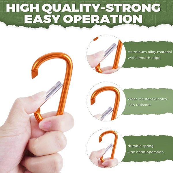 20 Pack 3" Aluminum Carabiner Clip, Large D Ring Carabiners Keychain Clip Spring Snap Hooks, Carabiner for Keys, Dog Leash, Outdoor Camping Hiking Accessories