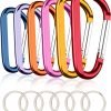 6PCS Black Carabiner Caribeaner Clip,3" Large Aluminum D Ring Shape Carabeaner with 6PCS Keyring Keychain Hook…