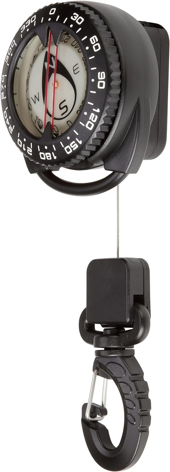 360° Ratcheted Rotating Bezel Scuba Diver Compass, Waterproof Oil Filled with Side-Window Compass