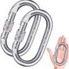 Heavy Duty Carabiner Clip Climbing Carabiner(25kn=5600lbs),Hook with Screwgate Multipurpose for Climbing, Rigging, Ropes, Hammocks (O Shape, 2pack)
