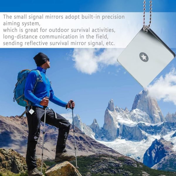 2 Pieces Signal Mirror Survival Reflective Mirror 2 x 3 Inch Outdoor Multifunctional Signal Emergency Mirror, Rescue Mirror for Hiking Marine Signal Mirror