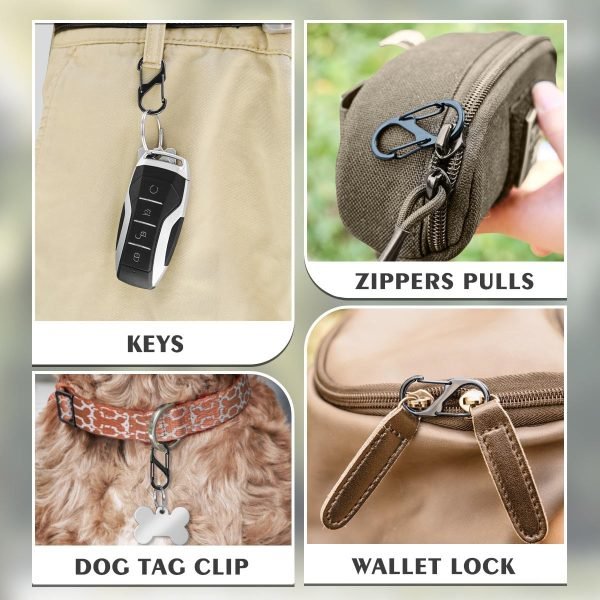 6pc Coiled Retractable Lanyard & 12pc Small S Carabiner Clip, Stretchy Wrist Keychain Bracelet, Fishing Tool Tether, Kayak Bungee Leash, Elastic Pliers Cord, Spiral Wristlet Key Holder