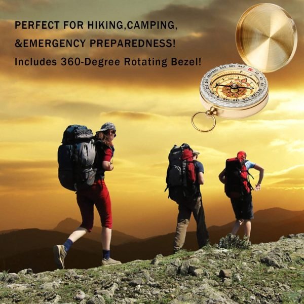 Camping Survival Compass Metal Pocket Compass Kids Compass for Hiking Camping Hunting Outdoor Military Navigation Tool（2pcs）