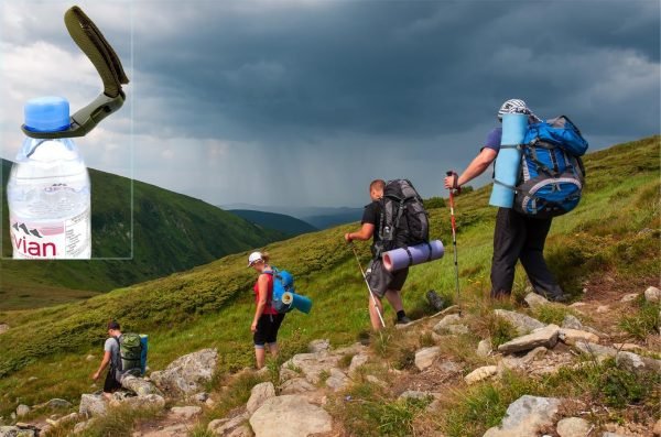 4pcs Hanging Bottle Buckle Clip Carabiner, Portable Mineral Water Bottle Clip for Outdoor Camping Hiking Traveling