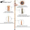 3pc Detachable Fir Wood Walking Stick for Hiking with Compass 55 Inches - with Animal Carving - Soft Hand Strap - Rubber Tip Cover