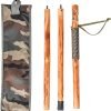 3pc Detachable Fir Wood Walking Stick for Hiking with Compass 55 Inches - with Animal Carving - Soft Hand Strap - Rubber Tip Cover