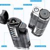 Torch Lighter Butane Refillable Triple Jet Flame Torch Lighters, Windproof Adjustable Flame Butane Torch Lighter with Punch 2 Pack (Without Fuel)