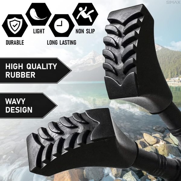 6Pcs Hiking Pole Tips Hiking Cane - Trekking Pole Tips for Walking Sticks Rubber Tips for Hiking Sticks - Collapsible Trekking Poles Hiking Canes - Hiking Pols Lost or Worn Standard Pole Tips