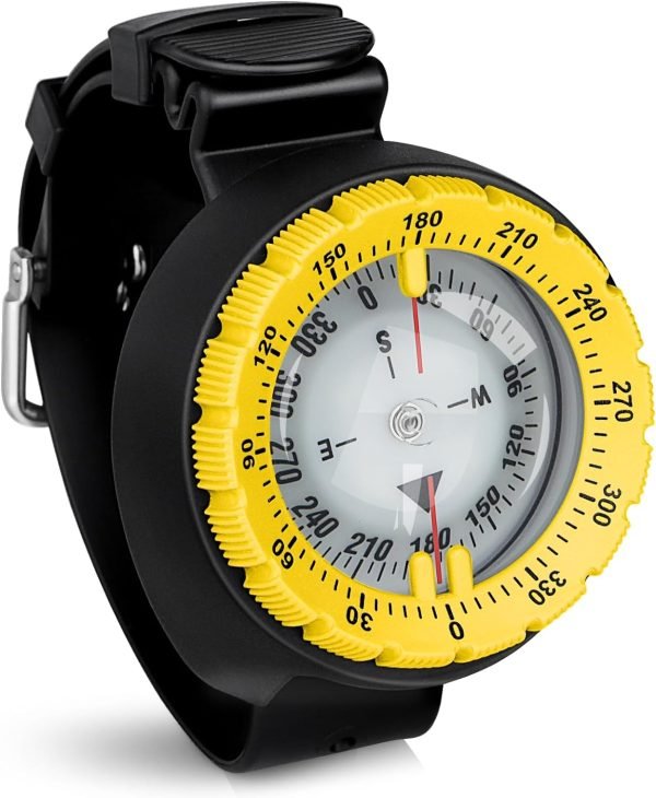 Scuba Compass, Professional Waterproof 5ATM Dive Wrist Compass with TPU Band for Outdoor Sports Diving, Sailing, Hiking, Survival Emergency