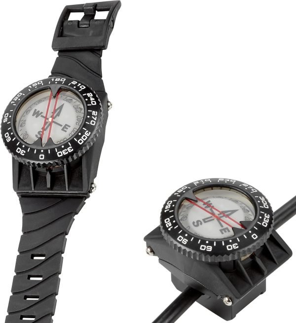 360° Ratcheted Rotating Bezel Scuba Diver Compass, Waterproof Oil Filled with Side-Window Compass