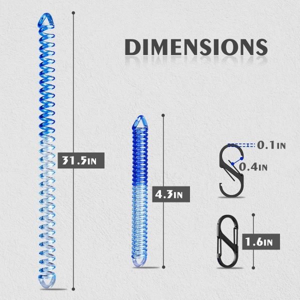 6pc Coiled Retractable Lanyard & 12pc Small S Carabiner Clip, Stretchy Wrist Keychain Bracelet, Fishing Tool Tether, Kayak Bungee Leash, Elastic Pliers Cord, Spiral Wristlet Key Holder