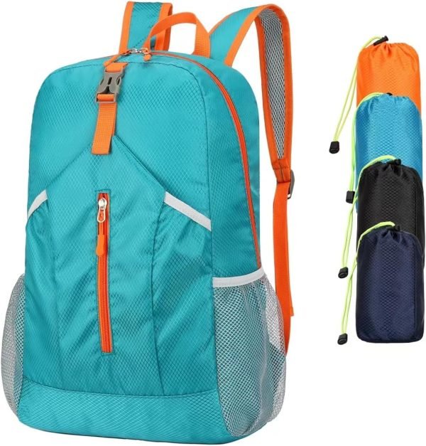 25L Hiking-Backpack Foldable-Sports Daypack-Camping Collapsible Bag Water Resistant Lightweight Travel Men Women (Lake Blue)