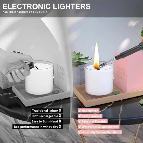 Long Lighter, Retractable Electric Lighters, Lgnition Port Can be Rotated 360°, Rechargeable via USB, lighters Suitable for Lighting Candles, barbecues, fireplaces, fire pits, etc.