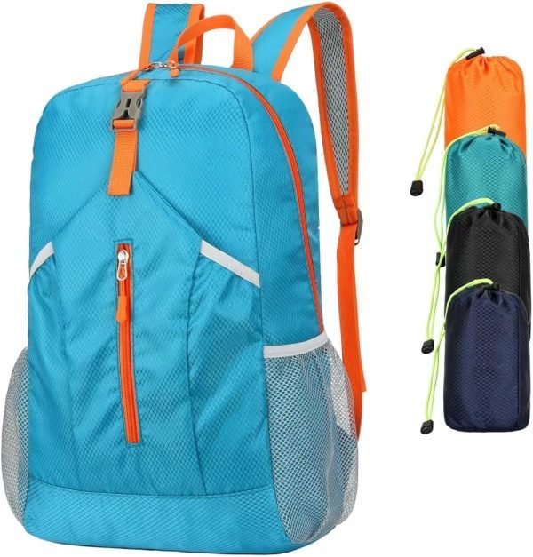 25L Hiking-Backpack Foldable-Sports Daypack-Camping Collapsible Bag Water Resistant Lightweight Travel Men Women (Lake Blue)