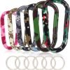 6PCS Black Carabiner Caribeaner Clip,3" Large Aluminum D Ring Shape Carabeaner with 6PCS Keyring Keychain Hook…