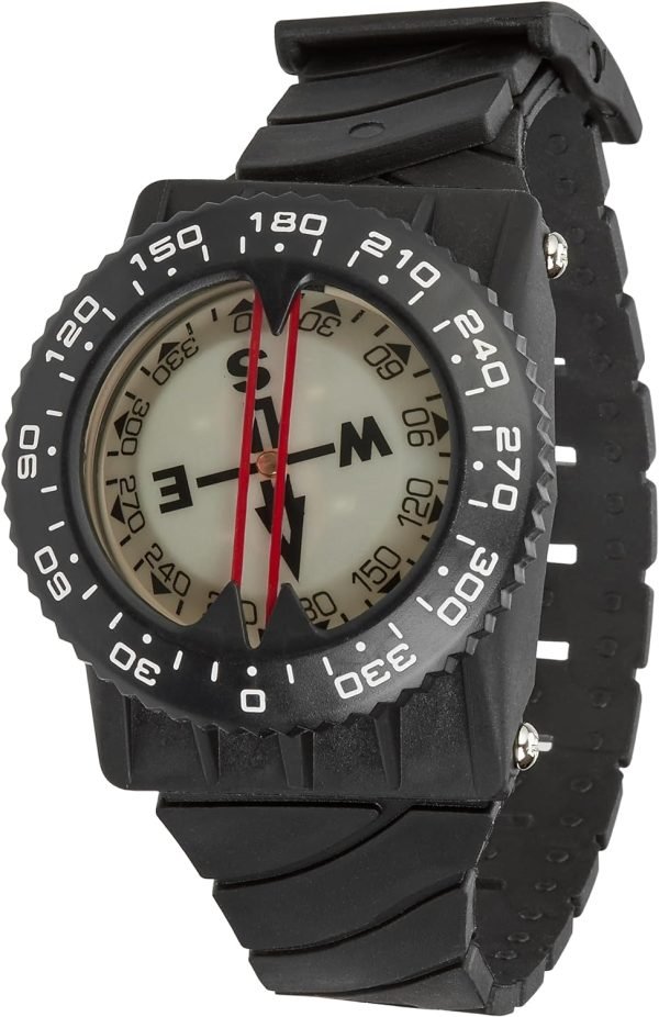 360° Ratcheted Rotating Bezel Scuba Diver Compass, Waterproof Oil Filled with Side-Window Compass
