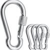 304 Stainless Steel Locking Carabiners with Screw.Heavy Duty Carabiner Clip for Camping ＆ Travelling.Spring Snap Hook for Outdoor Use.