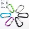 6PCS Black Carabiner Caribeaner Clip,3" Large Aluminum D Ring Shape Carabeaner with 6PCS Keyring Keychain Hook…
