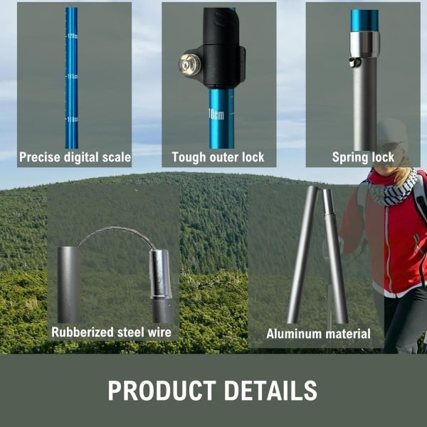 Trekking Poles for Hiking 2pc Collapsible Walking Sticks for Backpacking Aluminum Nordic Walking Sticks for Men and Women Ultralight Hiking Poles with Storage Bag and Eva Grips