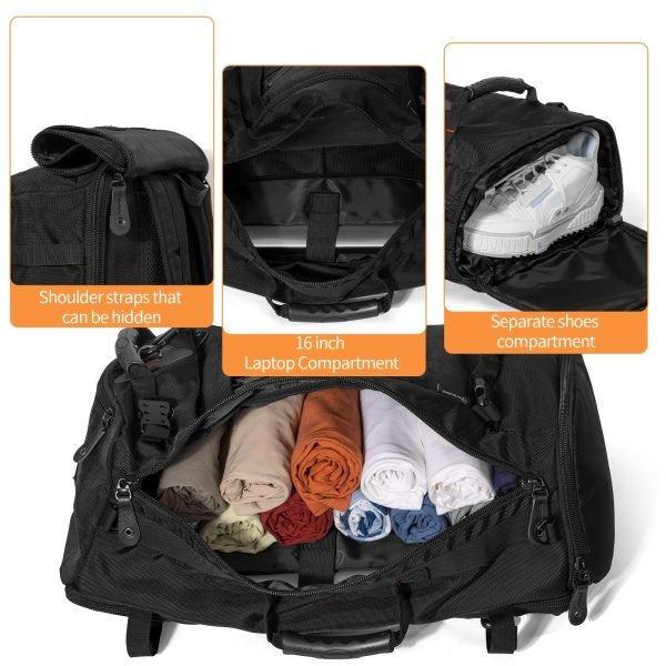 1pc Travel Backpack Carry On Backpack Durable Convertible Duffle Bag Fit For 39.62 cm Laptop For Men Hiking Airplane Shoes Bag Extendable Three Way Uses Multiple, Ideal choice for Gifts