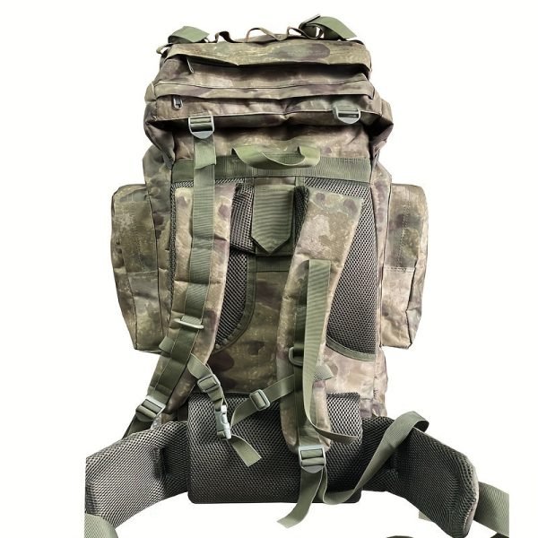 80L Large Capacity Camping Backpack With Inner Aluminum Frame For Men And Women, Waterproof Lightweight Breathable Camouflage Canvas Bag For Outdoor Travel Camping Hunting Trekking Mountaineering