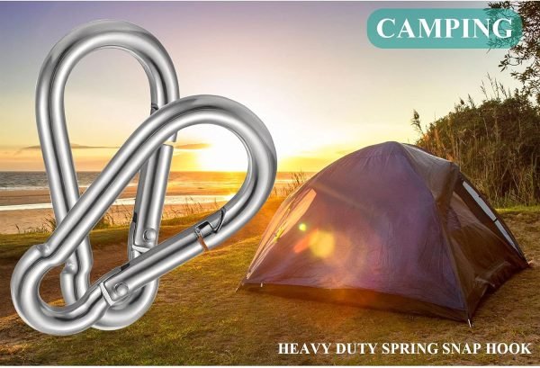 30PCS 3" Heavy Duty Spring Snap Hook, M8 5/16" Galvanized Steel Snap Hook Carabiner Quick Link Carabiner Clip, 500LBS Holding Capacity Quick Link Keychain for Swing Hammock Gym Outdoor