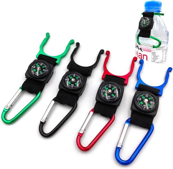 4pcs Hanging Bottle Buckle Clip Carabiner, Portable Mineral Water Bottle Clip for Outdoor Camping Hiking Traveling
