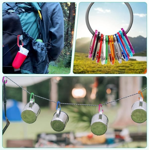 12 Pack Carabiner Clip, 2 inch D Ring Small Carabiners, Mini Keychain Snap Hook for Outdoor Camping Craebuer