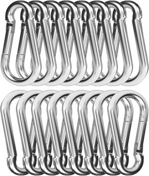 30PCS 3" Heavy Duty Spring Snap Hook, M8 5/16" Galvanized Steel Snap Hook Carabiner Quick Link Carabiner Clip, 500LBS Holding Capacity Quick Link Keychain for Swing Hammock Gym Outdoor