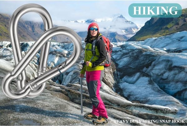 30PCS 3" Heavy Duty Spring Snap Hook, M8 5/16" Galvanized Steel Snap Hook Carabiner Quick Link Carabiner Clip, 500LBS Holding Capacity Quick Link Keychain for Swing Hammock Gym Outdoor