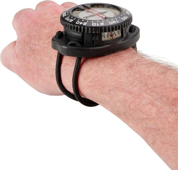 360° Ratcheted Rotating Bezel Scuba Diver Compass, Waterproof Oil Filled with Side-Window Compass