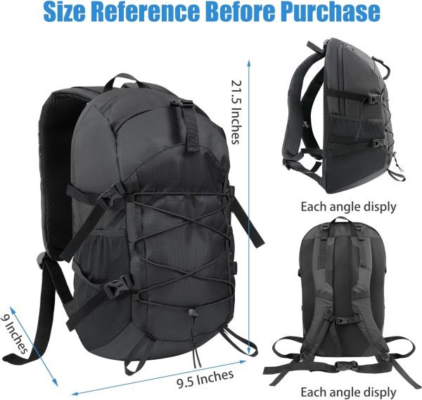 35L Hiking Backpack Men Small Camping Backpack for Women Waterproof Hiking Daypacks Lightweight Travel Backpack Carry On Black