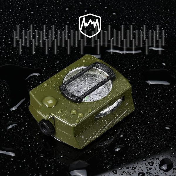 Military Lensatic Sighting Compass Survival with Carrying Bag, Compass for Hiking,Waterproof and Shakeproof, Army Green