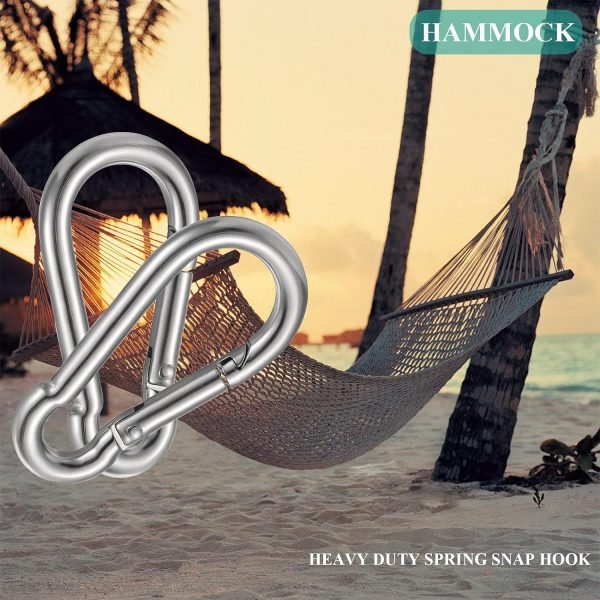 30PCS 3" Heavy Duty Spring Snap Hook, M8 5/16" Galvanized Steel Snap Hook Carabiner Quick Link Carabiner Clip, 500LBS Holding Capacity Quick Link Keychain for Swing Hammock Gym Outdoor