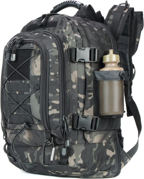 Expandable 40-64L Military Tactical Backpack 3 Day Bag Hiking Gym Sport Camping(Brown)