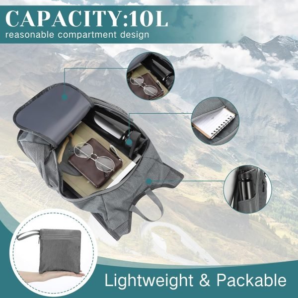 2 Pack 10L Hiking Backpack Lightweight Packable Hiking Daypacks Small Foldable Shoulder Bag for Women Men Travel Camping Outdoor, 2 Colors
