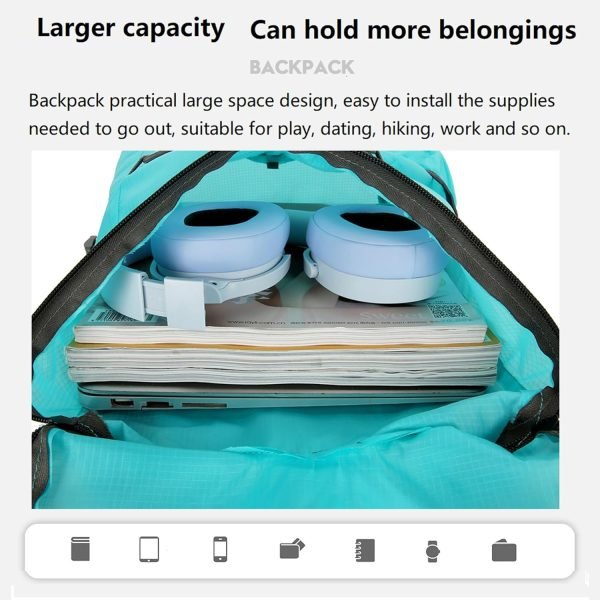 16L Hiking-Daypack Lightweight-Foldable Travel-Backpack Water-Resistant Camping Outdoor Packable Easy Carry-on Bag (Lake Blue)